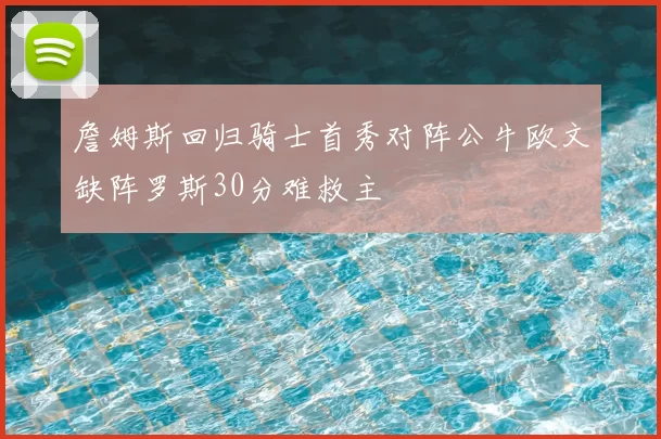 詹姆斯回归骑士首秀对阵公牛欧文缺阵罗斯30分难救主